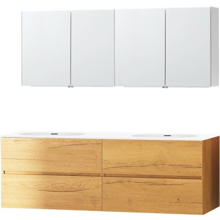 Meuble molto chêne gold 180 2 lavabo xonyx armoire toilette