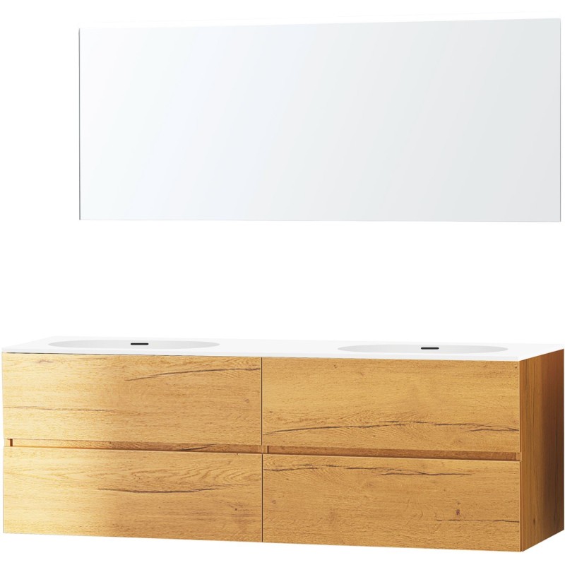 Meuble molto chêne gold 180 2 lavabo xonyx miroir