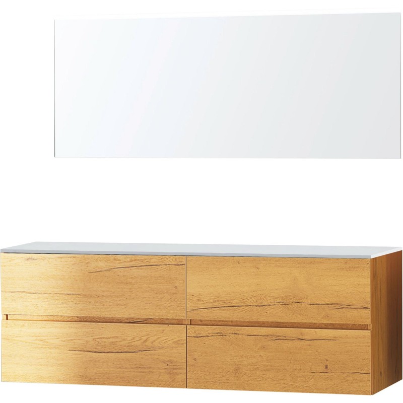 Meuble molto chêne gold 180 pour lavabo à poser solide miroir