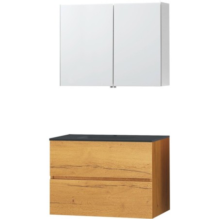 Meuble molto chêne gold 90 bleu belge armoire toilette