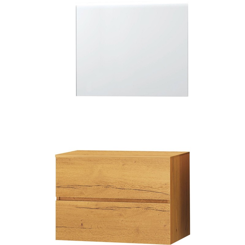 Meuble molto chêne gold 90 pour lavabo à poser miroir