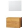 Meuble molto chêne gold 90 pour lavabo à poser miroir