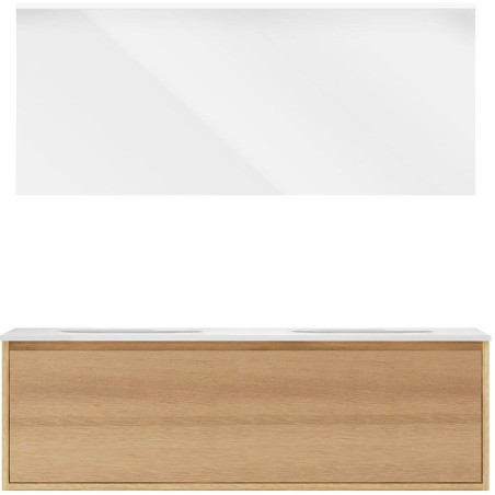 Meuble craft solo chêne 140cm marbre xonyx miroir