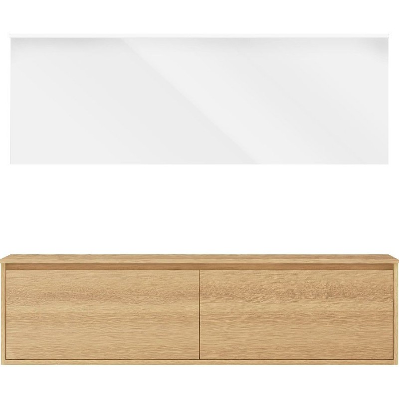 Meuble craft solo chêne 180cm marbre chêne à poser miroir