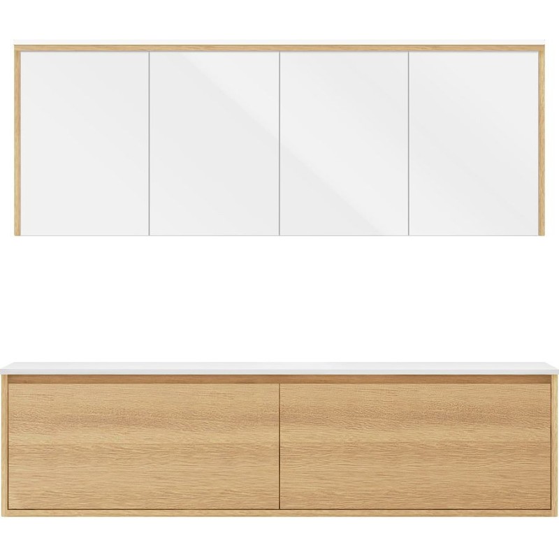 Meuble craft solo chêne 180cm marbre solide à poser armoire toilette