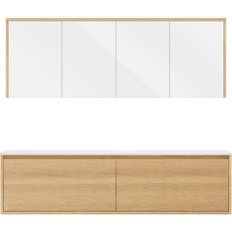 Meuble craft solo chêne 180cm marbre solide à poser armoire toilette