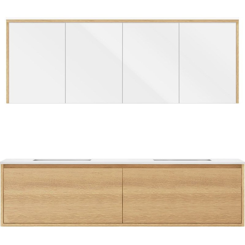 Meuble craft solo chêne 180cm marbre solide molto armoire toilette