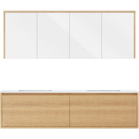 Meuble craft solo chêne 180cm marbre solide molto armoire toilette