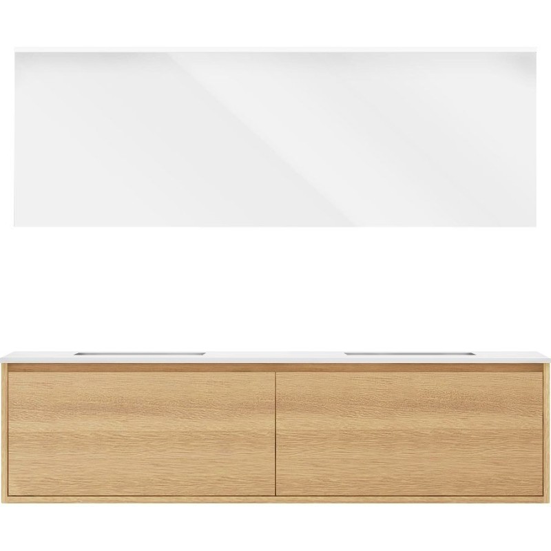 Meuble craft solo chêne 180cm marbre solide molto miroir