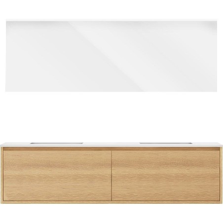 Meuble craft solo chêne 180cm marbre solide molto miroir