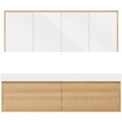 Meuble craft solo chêne 180cm marbre solide puro armoire toilette