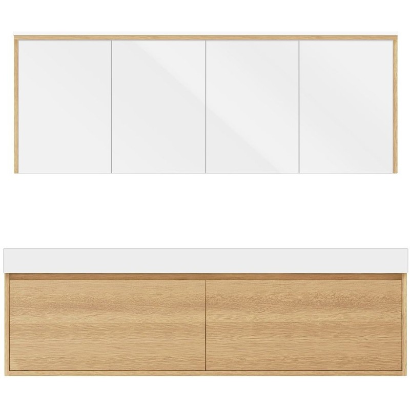 Meuble craft solo chêne 180cm marbre solide puro armoire toilette