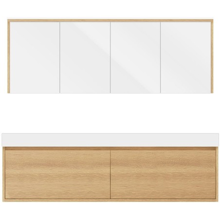 Meuble craft solo chêne 180cm marbre solide puro armoire toilette