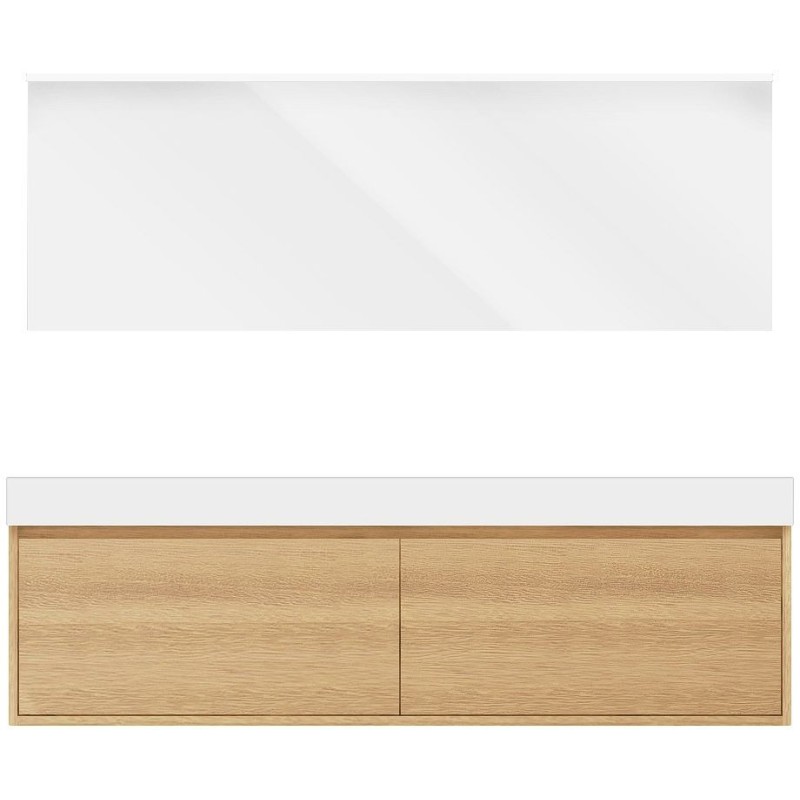 Meuble craft solo chêne 180cm marbre solide puro miroir