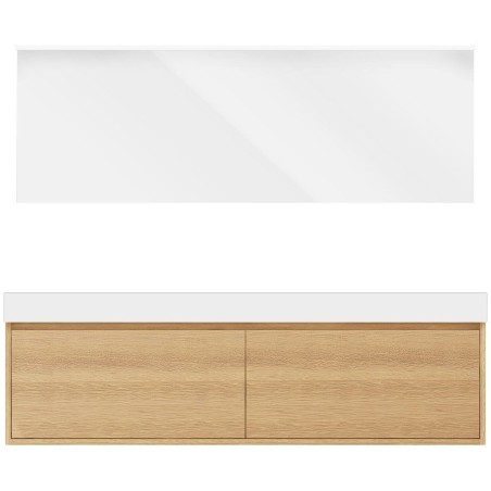 Meuble craft solo chêne 180cm marbre solide puro miroir