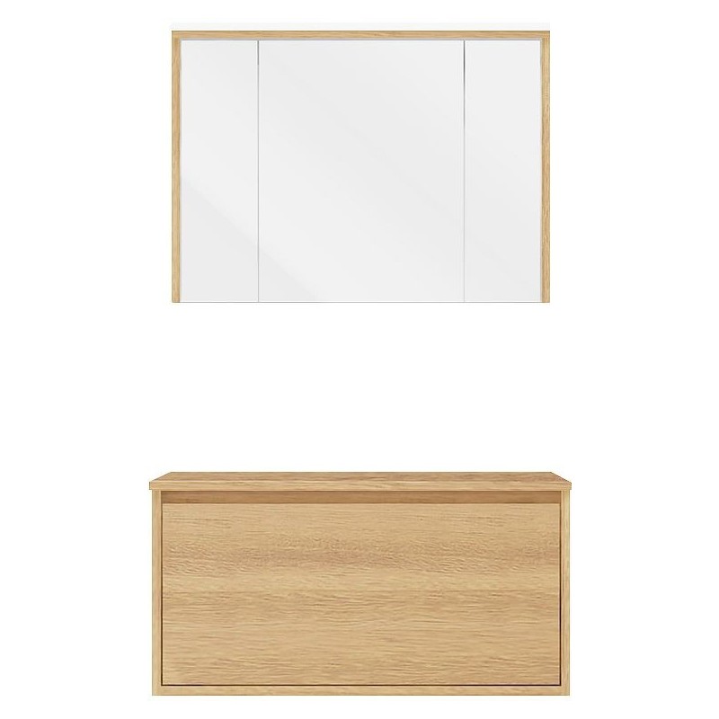 Meuble craft solo chêne 90cm marbre chêne à poser armoire toilette