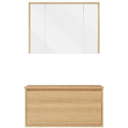 Meuble craft solo chêne 90cm marbre chêne à poser armoire toilette