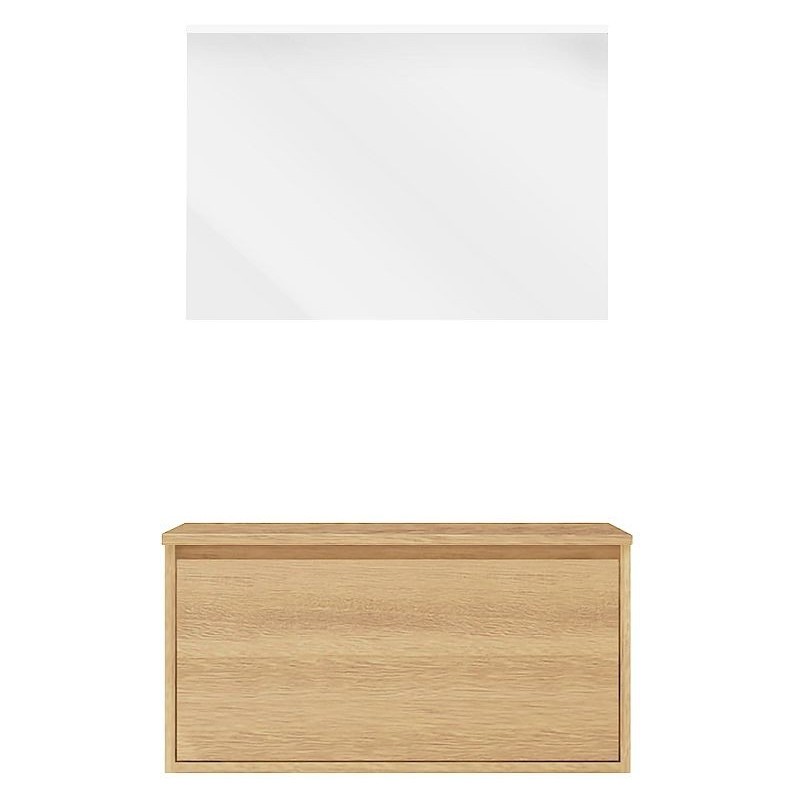 Meuble craft solo chêne 90cm marbre chêne à poser miroir