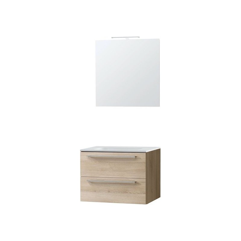 Meuble Combo Uni coloris frêne 70 solid avec miroir