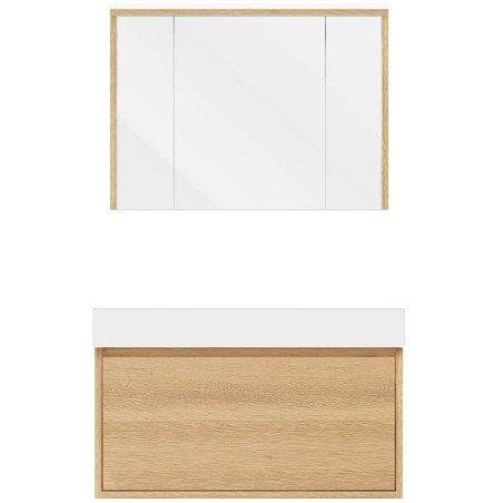 Meuble craft solo chêne 90cm marbre solide puro armoire toilette