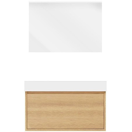 Meuble craft solo chêne 90cm marbre solide puro miroir