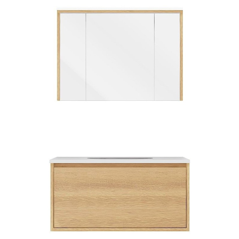 Meuble craft solo chêne 90cm marbre xonyx armoire toilette