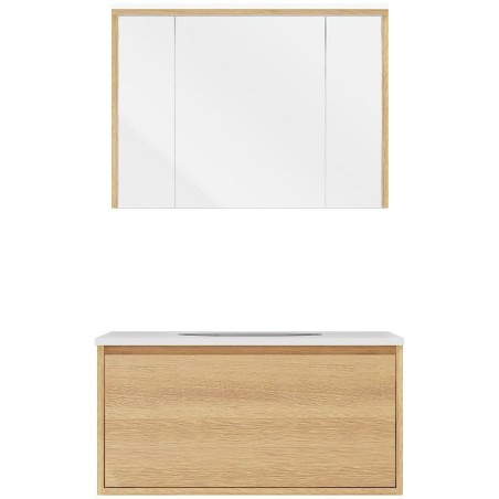 Meuble craft solo chêne 90cm marbre xonyx armoire toilette