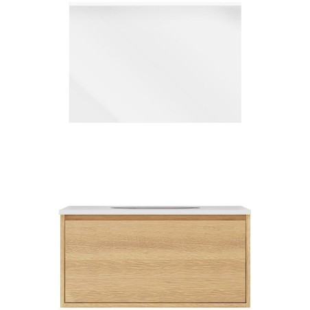 Meuble craft solo chêne 90cm marbre xonyx miroir