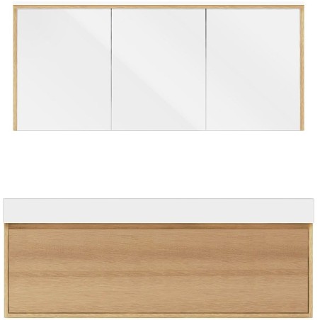 Meuble craft solo chêne asymètrique 140cm droite solide puro avec armoire toilette