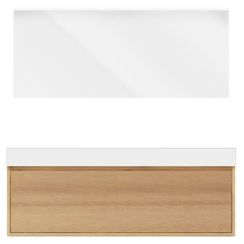 Meuble craft solo chêne asymètrique 140cm droite solide puro avec miroir