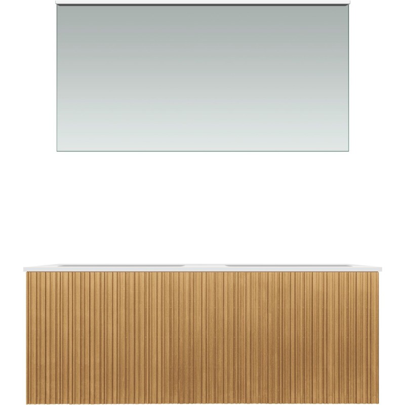 Meuble forest duo chêne nature 120cm marbre synthètique miroir