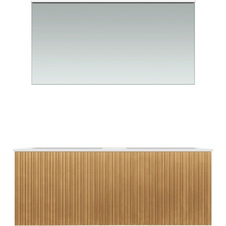 Meuble forest duo chêne nature 120cm marbre synthètique miroir