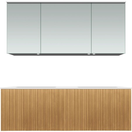 Meuble forest duo chêne nature 140cm marbre synthètique armoire toilette