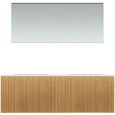 Meuble forest duo chêne nature 140cm marbre synthètique miroir