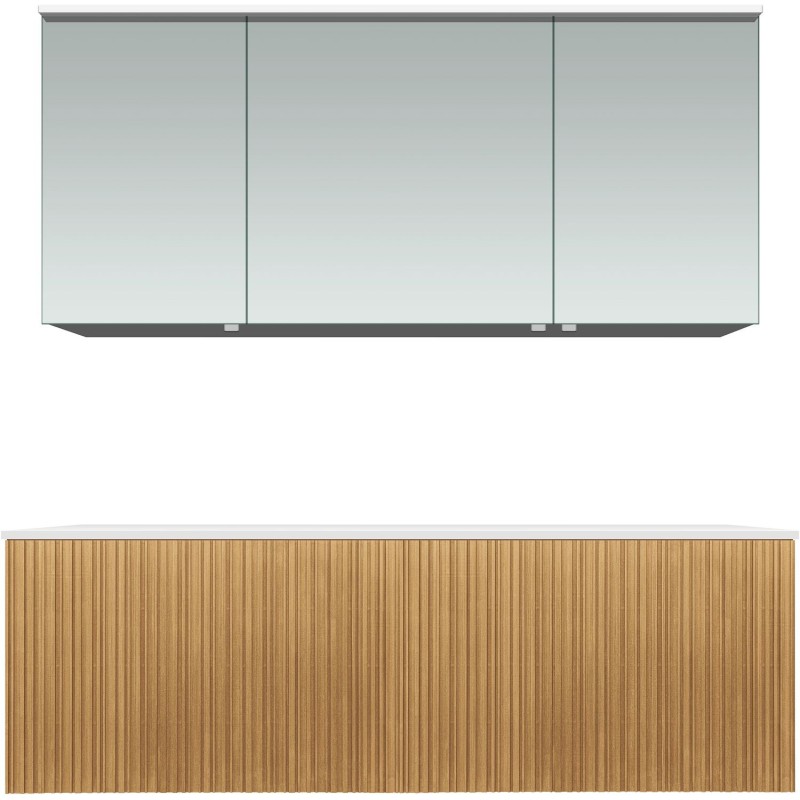 Meuble forest duo chêne nature 140cm solide à poser armoire toilette