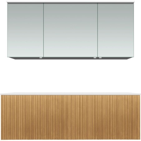 Meuble forest duo chêne nature 140cm solide à poser armoire toilette