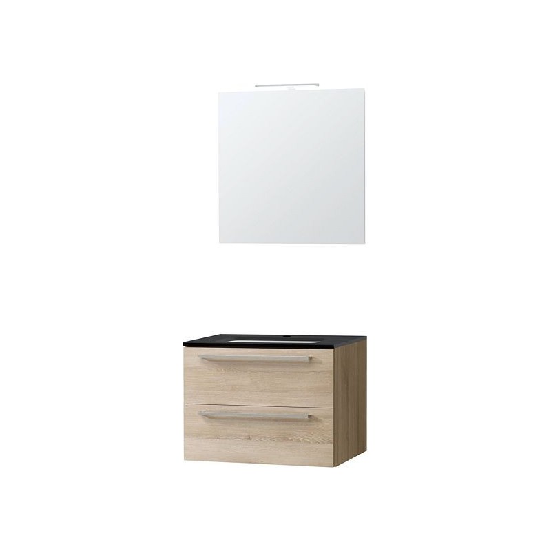 Meuble Combo Uni coloris frêne 70 bleue belge avec miroir