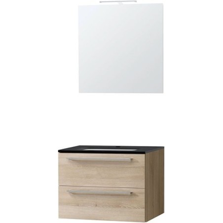 Meuble Combo Uni coloris frêne 70 bleue belge avec miroir