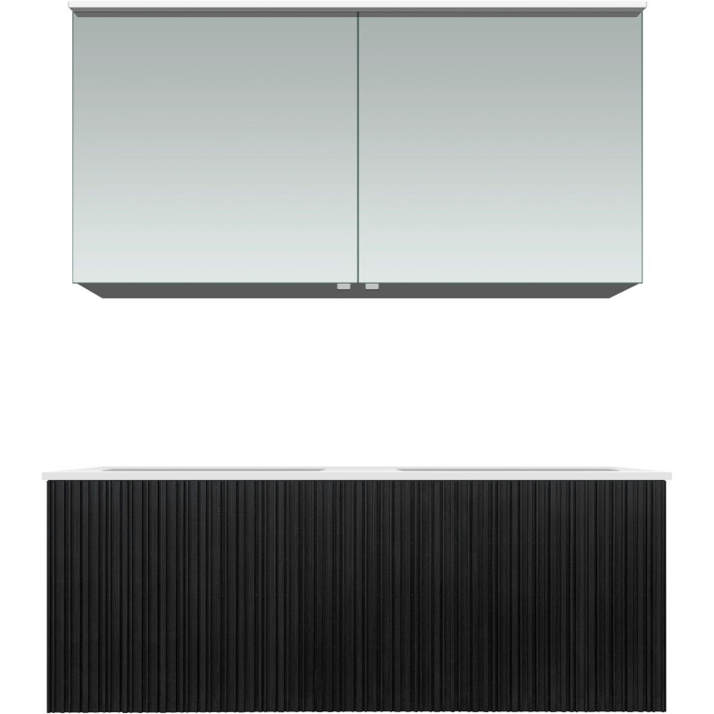 Meuble forest duo chêne noir 120cm marbre synthètique armoire toilette