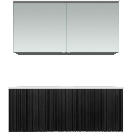 Meuble forest duo chêne noir 120cm marbre synthètique armoire toilette