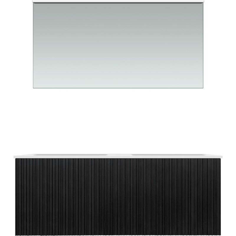 Meuble forest duo chêne noir 120cm marbre synthètique miroir
