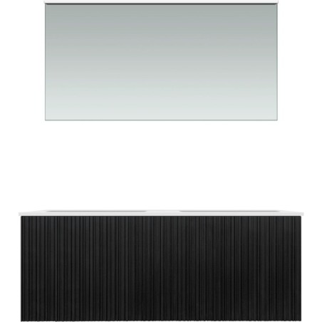 Meuble forest duo chêne noir 120cm marbre synthètique miroir