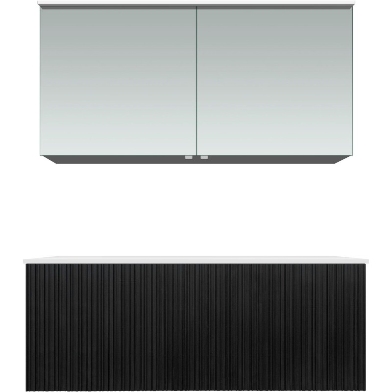 Meuble forest duo chêne noir 120cm solide à poser armoire toilette