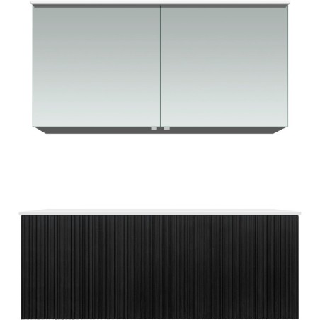 Meuble forest duo chêne noir 120cm solide à poser armoire toilette