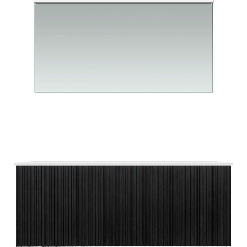 Meuble forest duo chêne noir 120cm solide à poser miroir