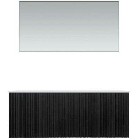 Meuble forest duo chêne noir 120cm solide à poser miroir