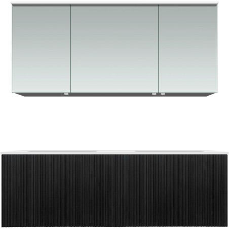 Meuble forest duo chêne noir 140cm marbre synthètique armoire toilette