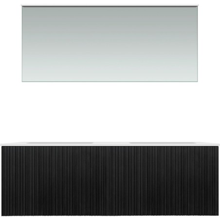 Meuble forest duo chêne noir 140cm marbre synthètique miroir