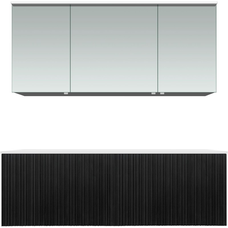 Meuble forest duo chêne noir 140cm solide à poser armoire toilette