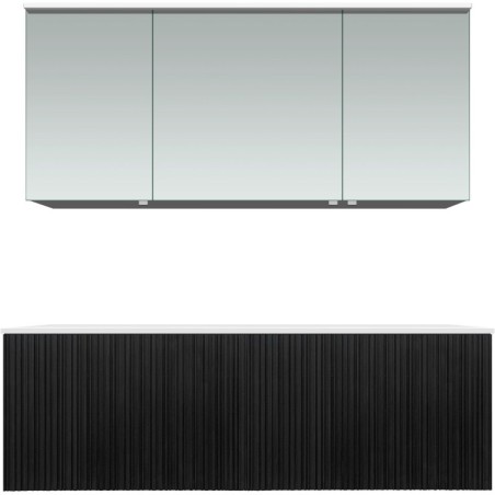 Meuble forest duo chêne noir 140cm solide à poser armoire toilette